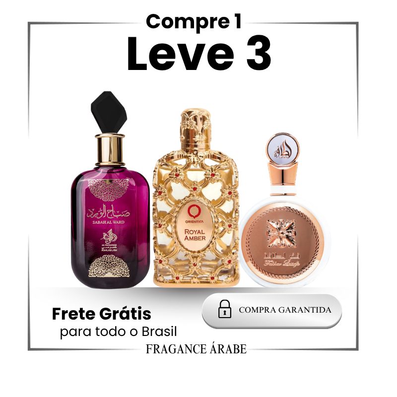 Kit 3 Perfumes - Sabah al Ward, Royal Amber e Fakhar Rose (100ML Cada)