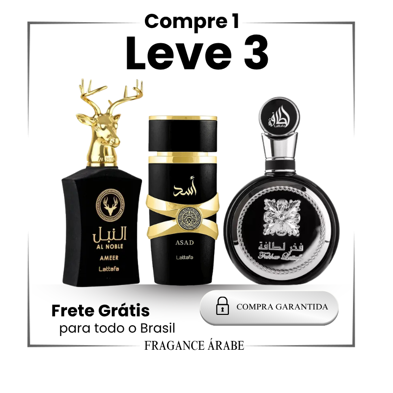 Kit 3 Perfumes - Lattafa Asad, Fakhar Black e Al Noble AMEER (Todos 100ML)